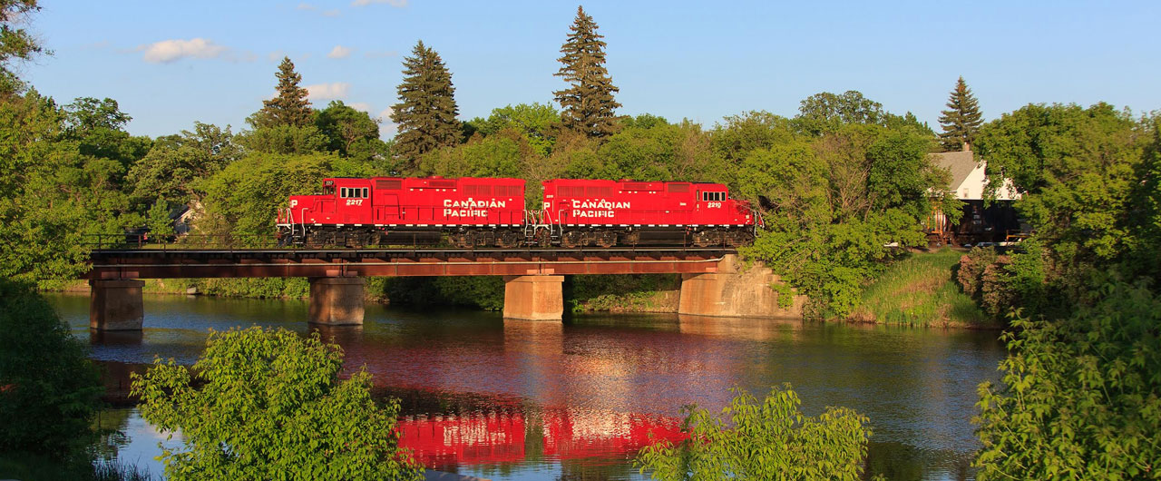 trains on bridge